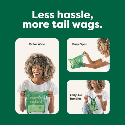 Earth Rated Lavender Dog Waste Bags with Handles - Value Pack of 600, Easy-Tie and Leakproof Design
