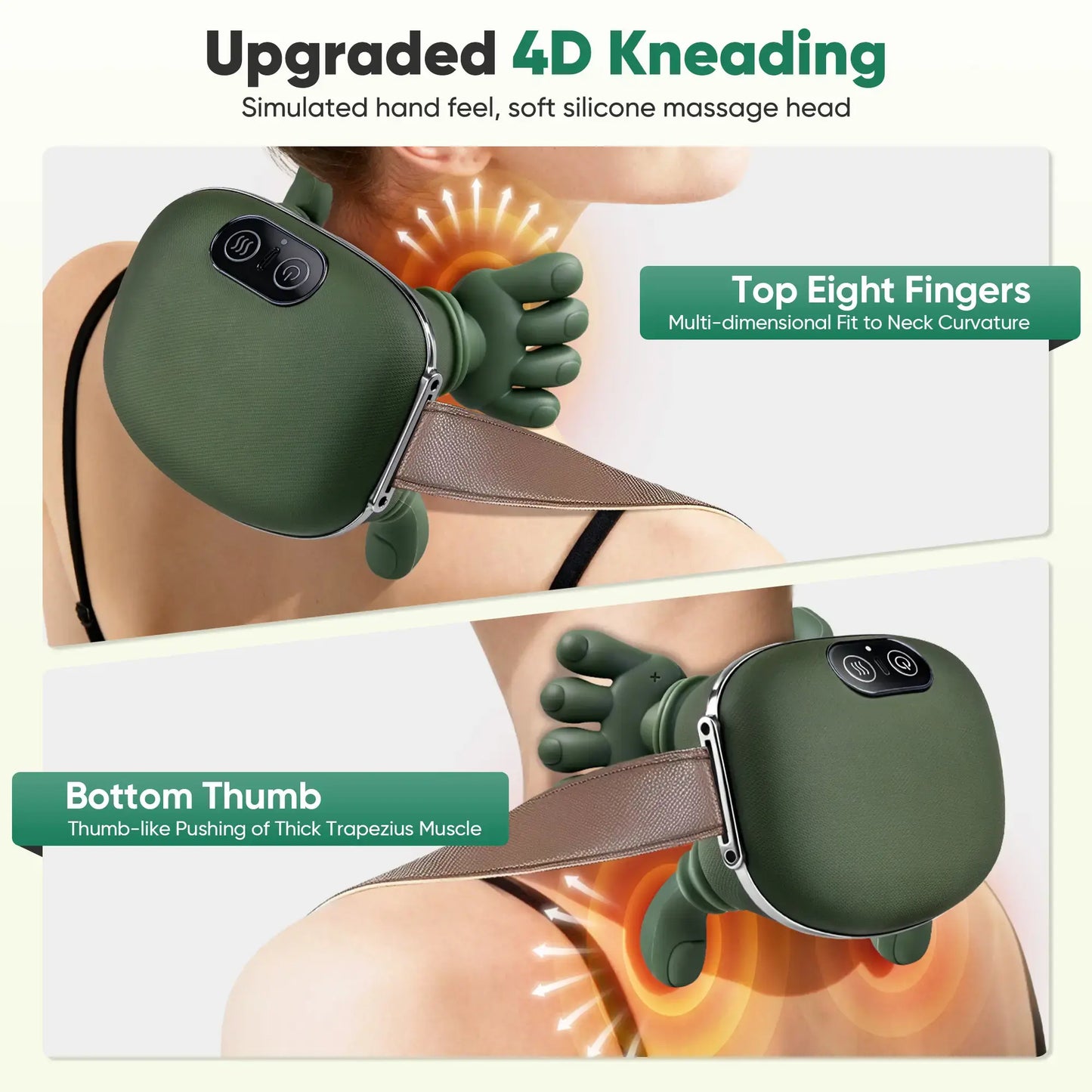 Advanced Brushless Motor Neck Massager - Electric Cervical Massager with Bionic Hand Heating, Wireless Portability, and 3D Kneading for Deep Tissue Pain Relief - Versatile Leg, Neck, and Back Massager - Ideal Lightweight Gift