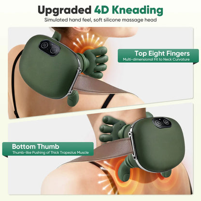 Advanced Brushless Motor Neck Massager - Electric Cervical Massager with Bionic Hand Heating, Wireless Portability, and 3D Kneading for Deep Tissue Pain Relief - Versatile Leg, Neck, and Back Massager - Ideal Lightweight Gift