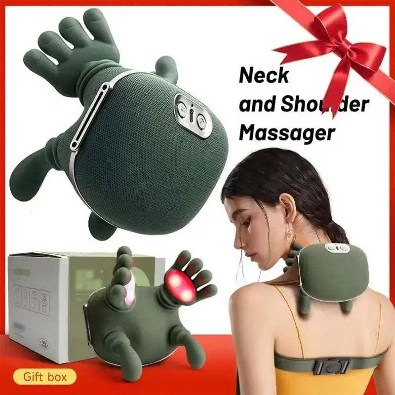 Advanced Brushless Motor Neck Massager - Electric Cervical Massager with Bionic Hand Heating, Wireless Portability, and 3D Kneading for Deep Tissue Pain Relief - Versatile Leg, Neck, and Back Massager - Ideal Lightweight Gift