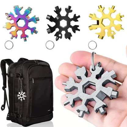 18-in-1 Stainless Steel Snowflake Multi-Tool: Portable Wrench, Screwdriver, and Bottle Opener for Outdoor Survival Activities