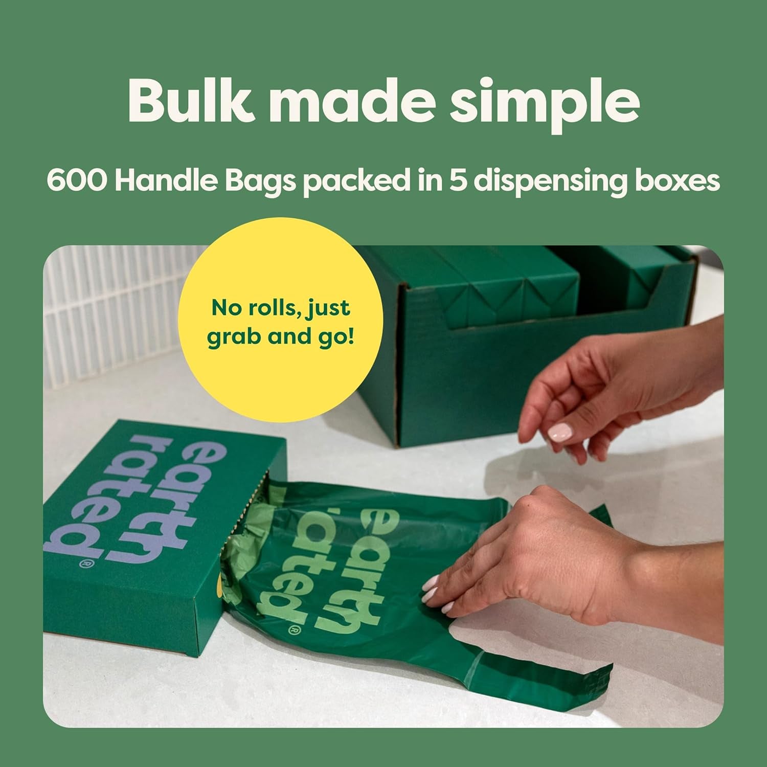 Earth Rated Lavender Dog Waste Bags with Handles - Value Pack of 600, Easy-Tie and Leakproof Design