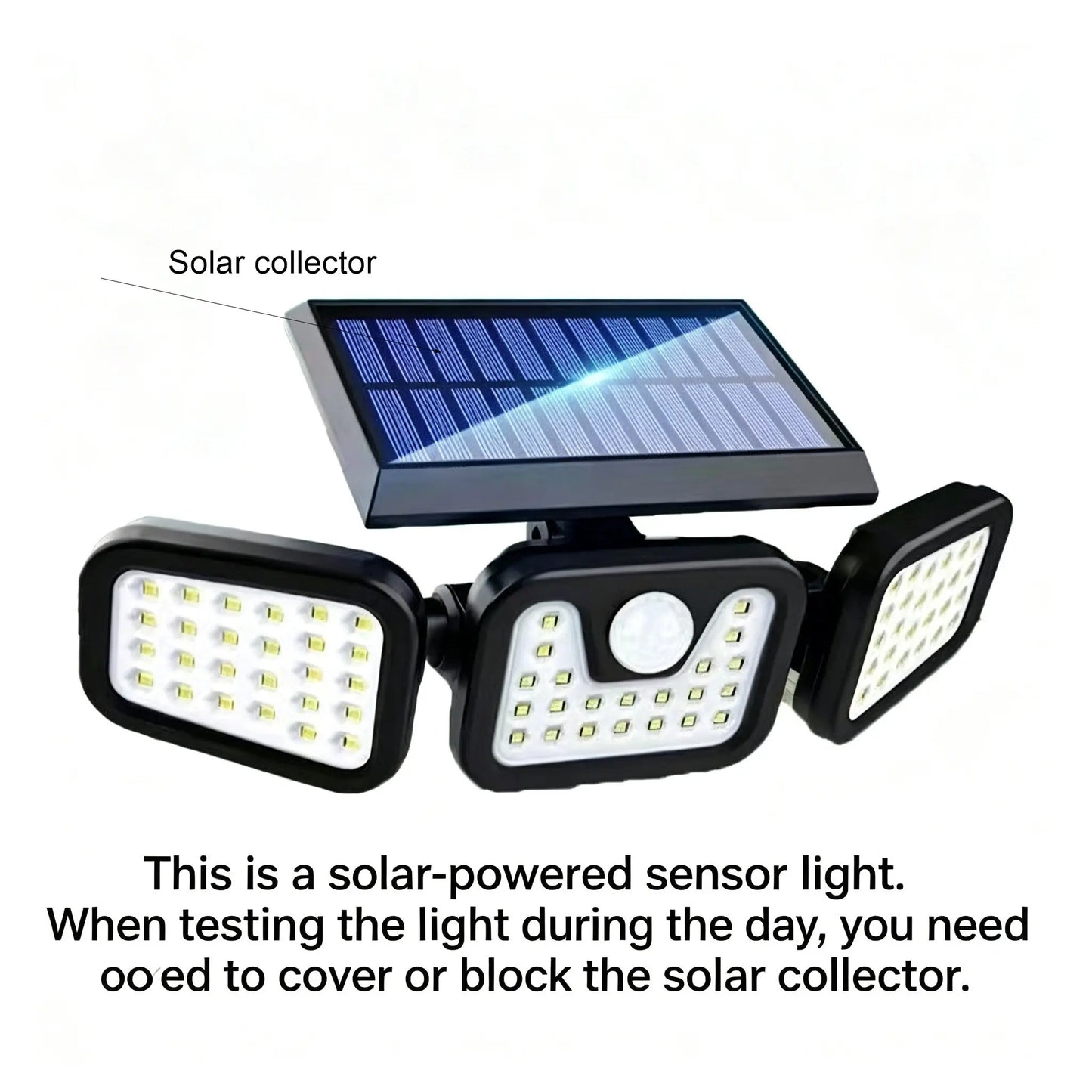 Solar Triple-Head Motion Sensor Wall Light with 3000 Lumens, 74 LEDs, 270° Wide Angle, and 2400mAh Battery for Outdoor Use