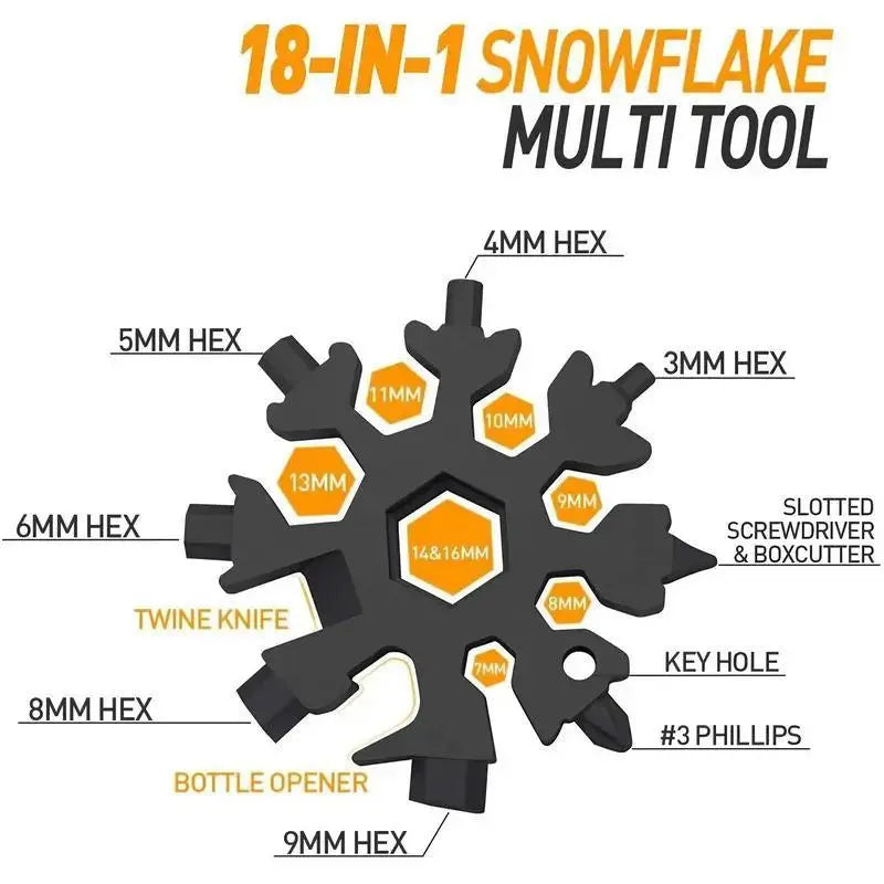 18-in-1 Stainless Steel Snowflake Multi-Tool: Portable Wrench, Screwdriver, and Bottle Opener for Outdoor Survival Activities