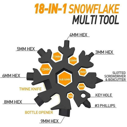 18-in-1 Stainless Steel Snowflake Multi-Tool: Portable Wrench, Screwdriver, and Bottle Opener for Outdoor Survival Activities