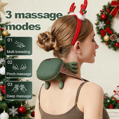 Advanced Brushless Motor Neck Massager - Electric Cervical Massager with Bionic Hand Heating, Wireless Portability, and 3D Kneading for Deep Tissue Pain Relief - Versatile Leg, Neck, and Back Massager - Ideal Lightweight Gift