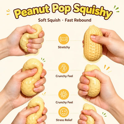 Crunchy Peanut Stress Relief Squishy Toy - Portable Sensory Fidget Toy for Teens and Adults, Ideal for Leisure and Entertainment