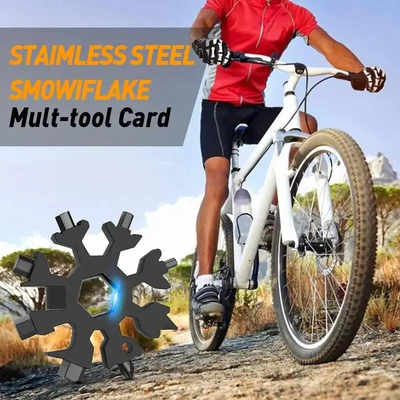 18-in-1 Stainless Steel Snowflake Multi-Tool: Portable Wrench, Screwdriver, and Bottle Opener for Outdoor Survival Activities