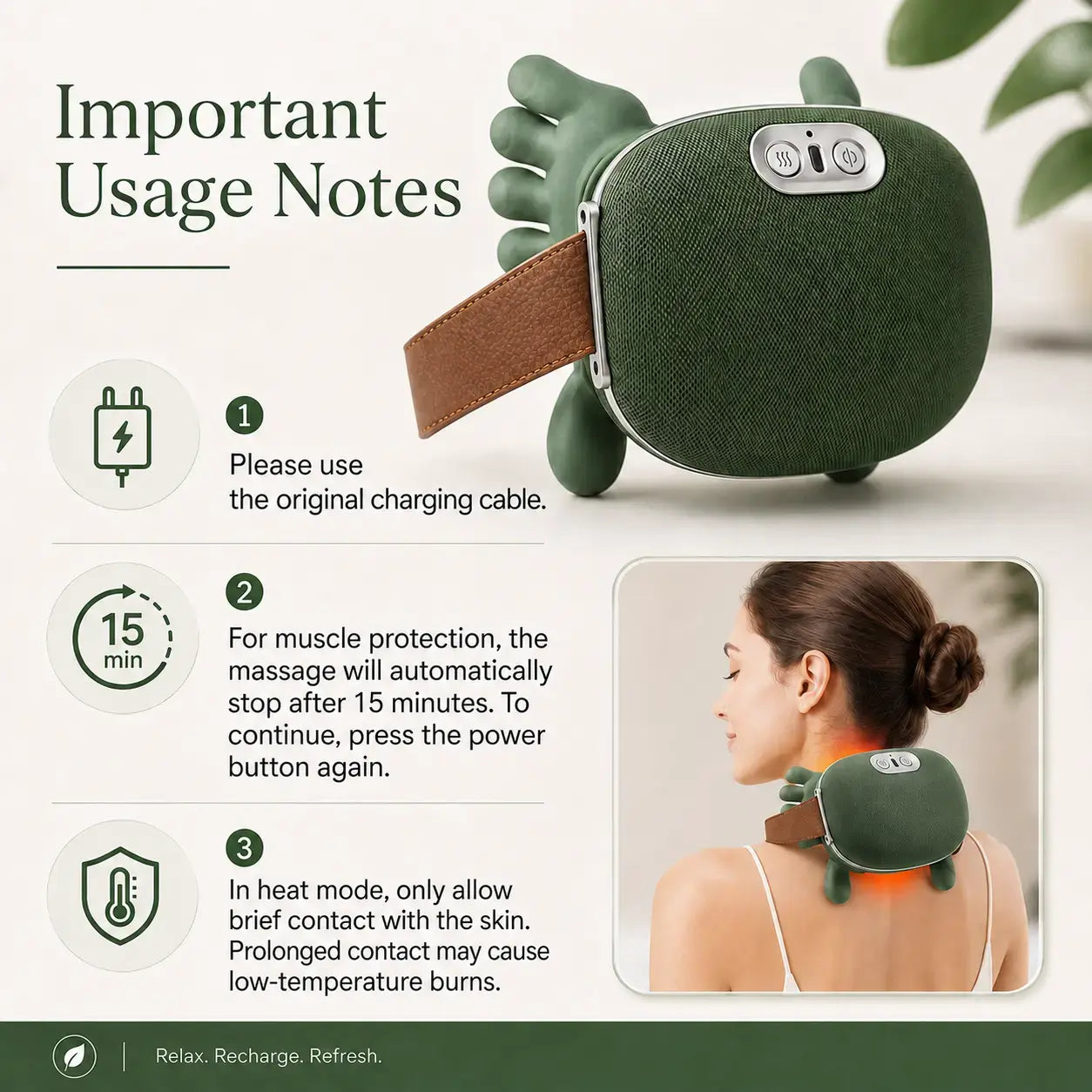 Advanced Brushless Motor Neck Massager - Electric Cervical Massager with Bionic Hand Heating, Wireless Portability, and 3D Kneading for Deep Tissue Pain Relief - Versatile Leg, Neck, and Back Massager - Ideal Lightweight Gift