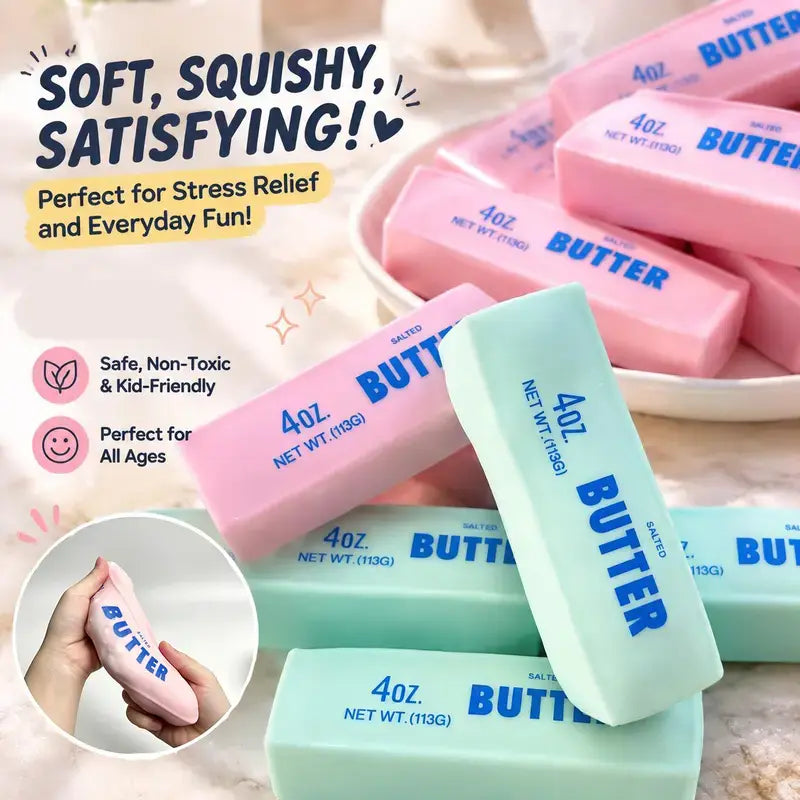 Crunchy Sound Butter Bar Squishy Toy - Soft Squeeze Fidget Sensory Toy for Stress Relief and Relaxation, Perfect Gift for Teens and Adults