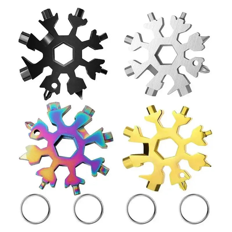 18-in-1 Stainless Steel Snowflake Multi-Tool: Portable Wrench, Screwdriver, and Bottle Opener for Outdoor Survival Activities